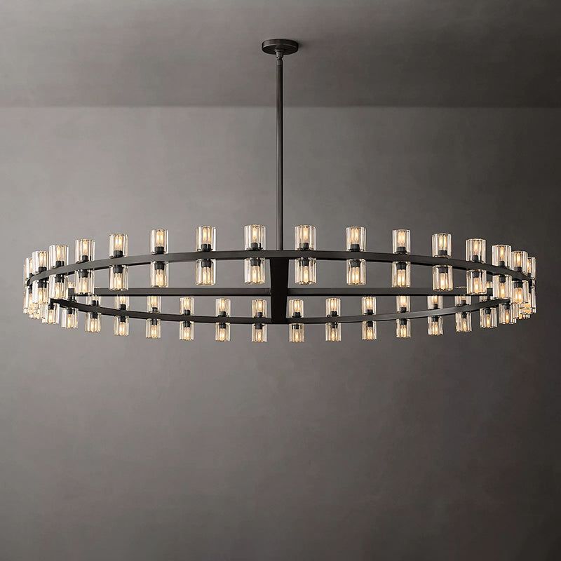 Beliy Crystal Shades Round Chandelier 60" chandeliers for dining room,chandeliers for stairways,chandeliers for foyer,chandeliers for bedrooms,chandeliers for kitchen,chandeliers for living room Rbrights Matte Black