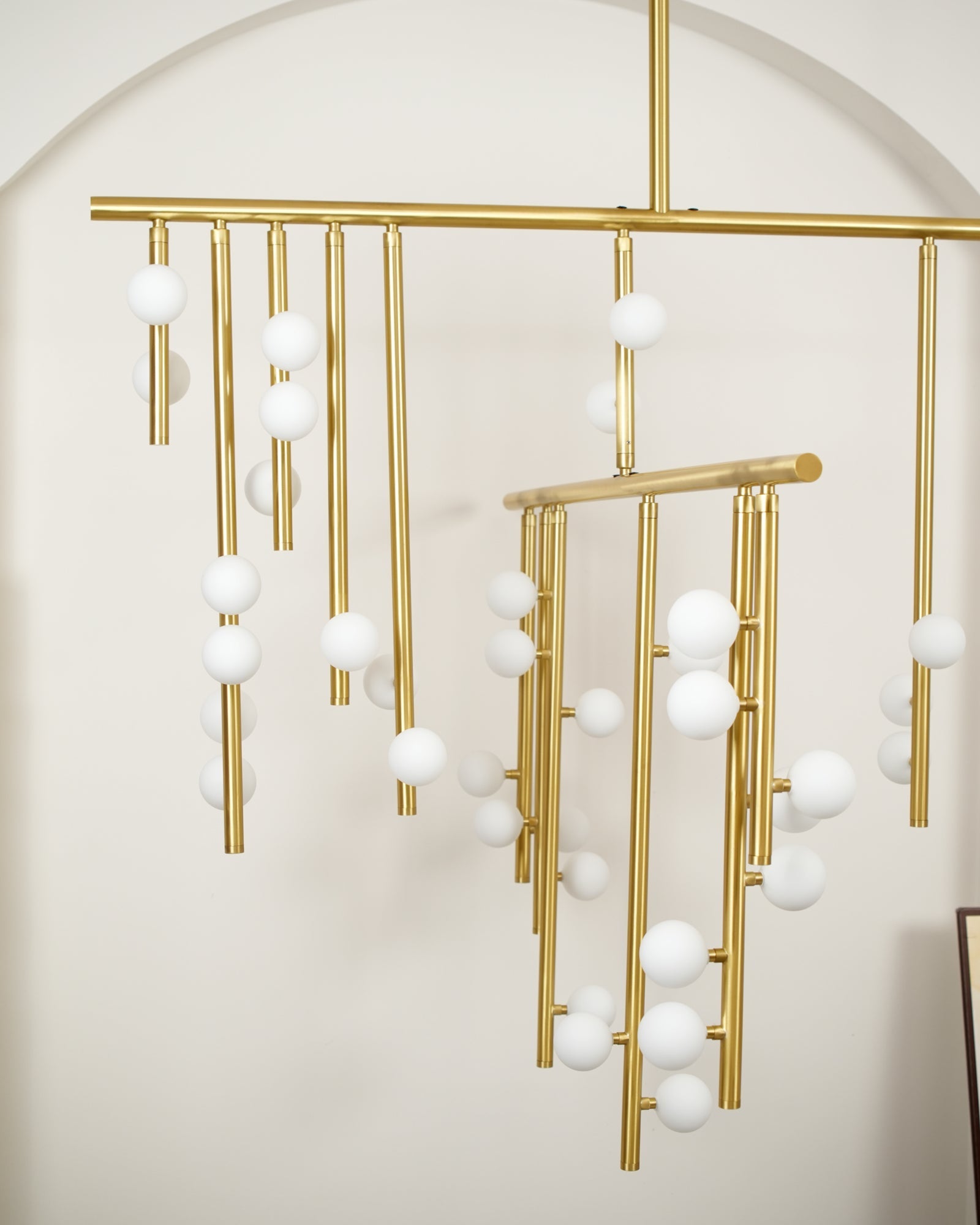 Brass Glass Drop Chandelier