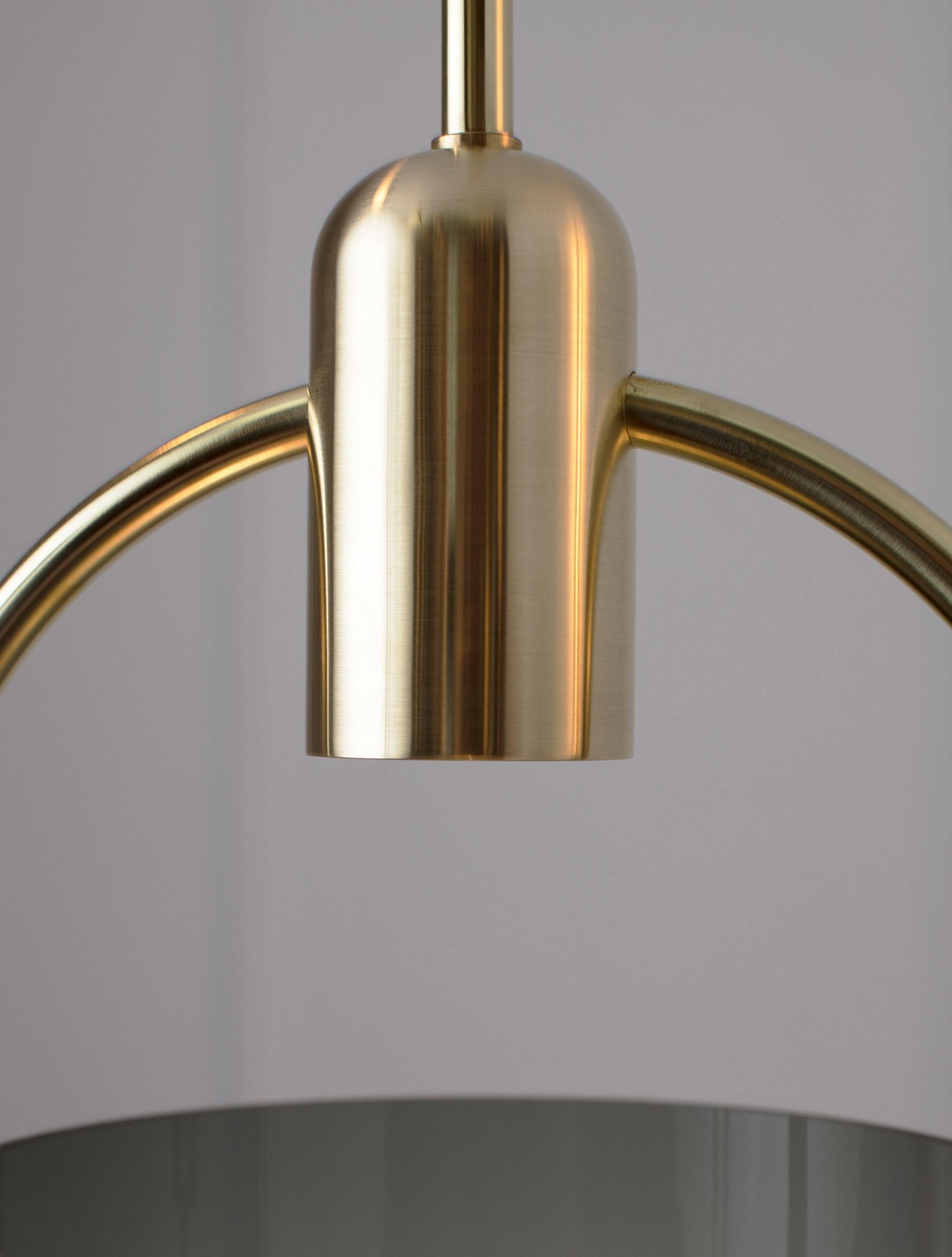 Alabaster Arc Well Pendant with Brass Socket and Glass Bell