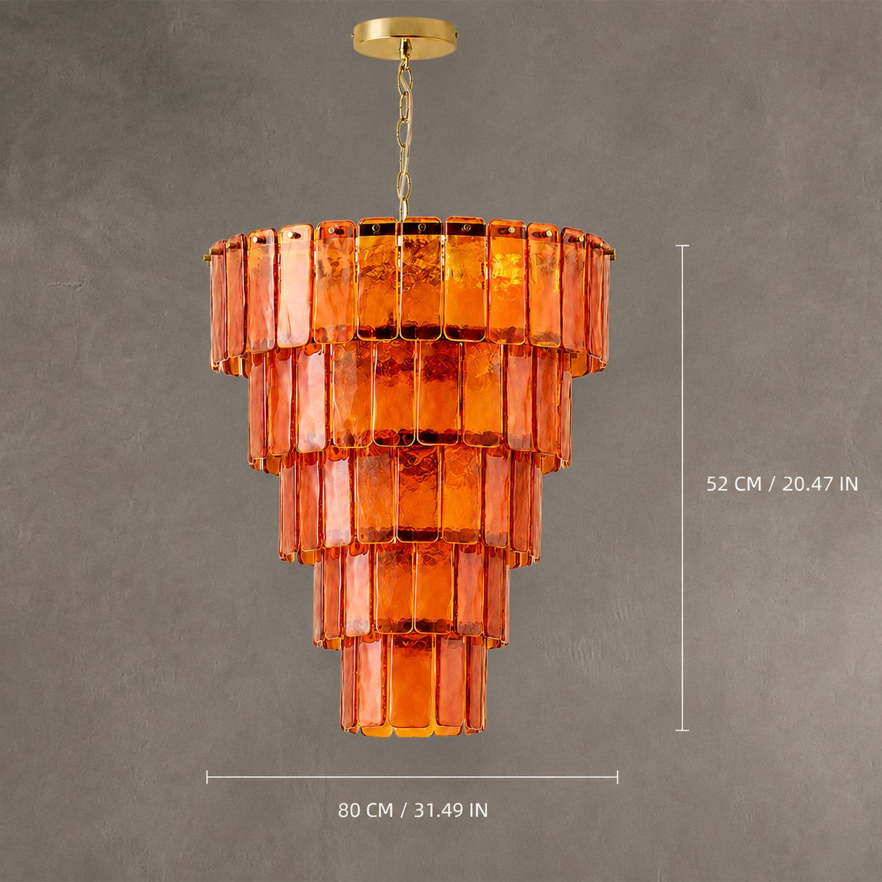 Chandelier Tiered Amber Glass