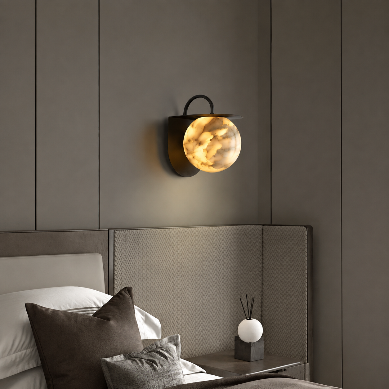 Novera  Living Room Wall Sconce  Spanish Alabaster Contemporary