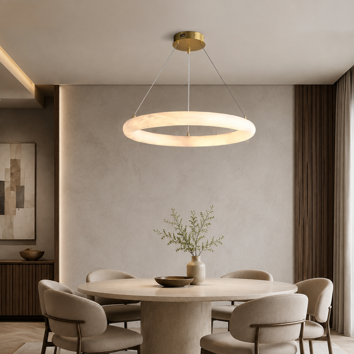 Orbisara Living Room Ring Pendant Spanish Alabaster Minimalist