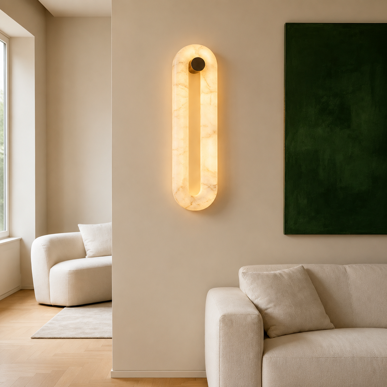 Valora  Living Room Wall Sconce Spanish Alabaster Minimalist