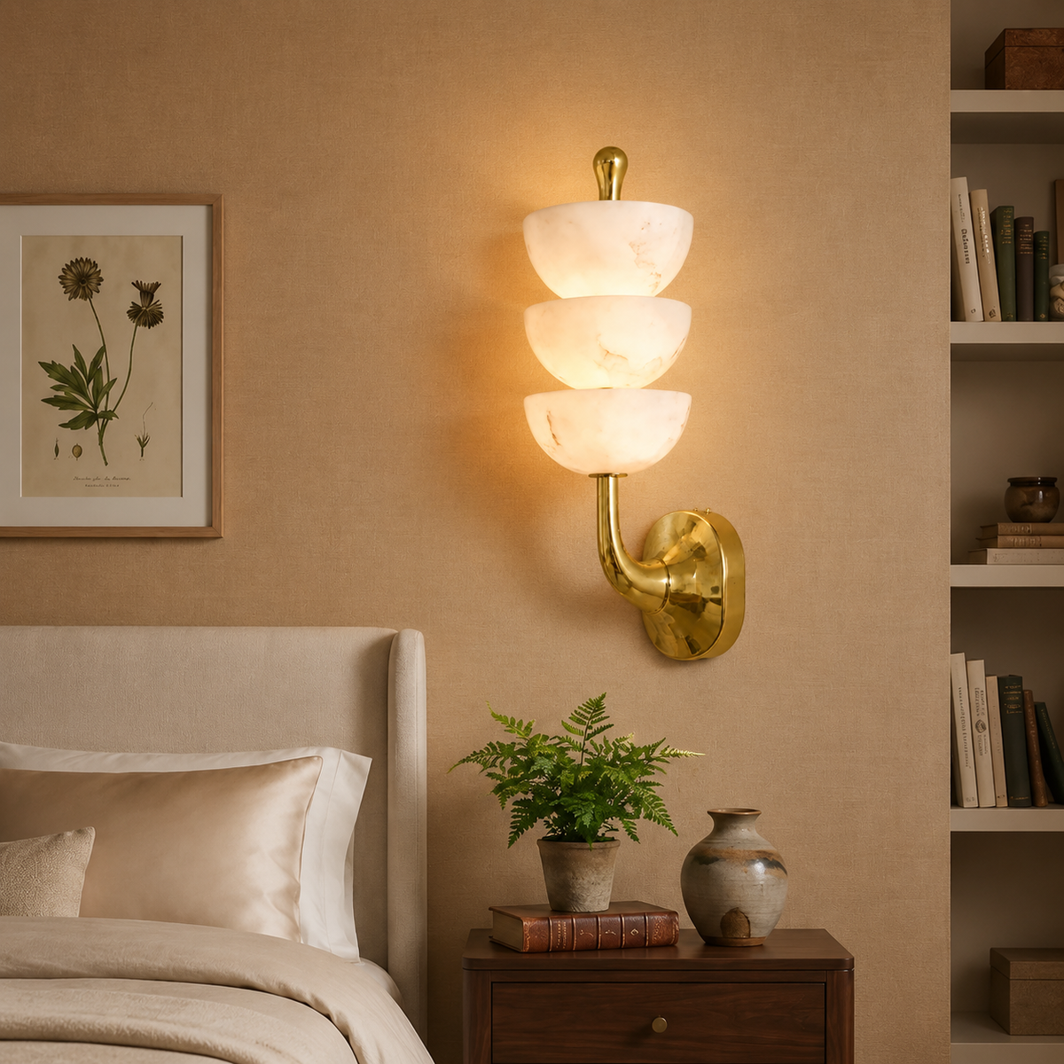Calista Living Room Wall Sconce  Spanish Alabaster Mid-Century Modern
