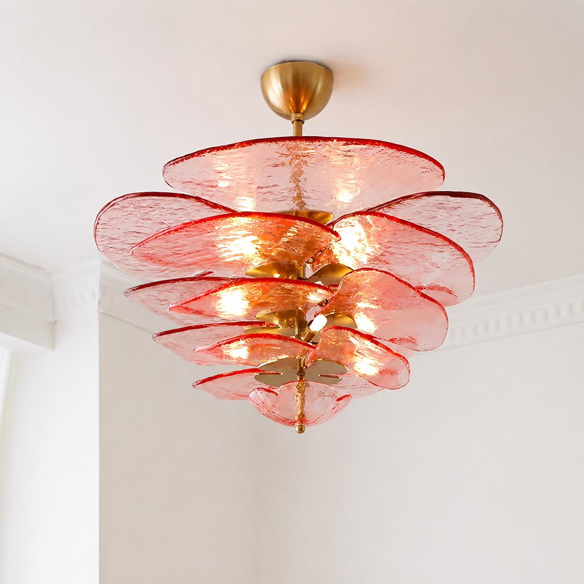 Petal Cascade  Living Room & Dining Room Chandelier  Artisan Murano Style