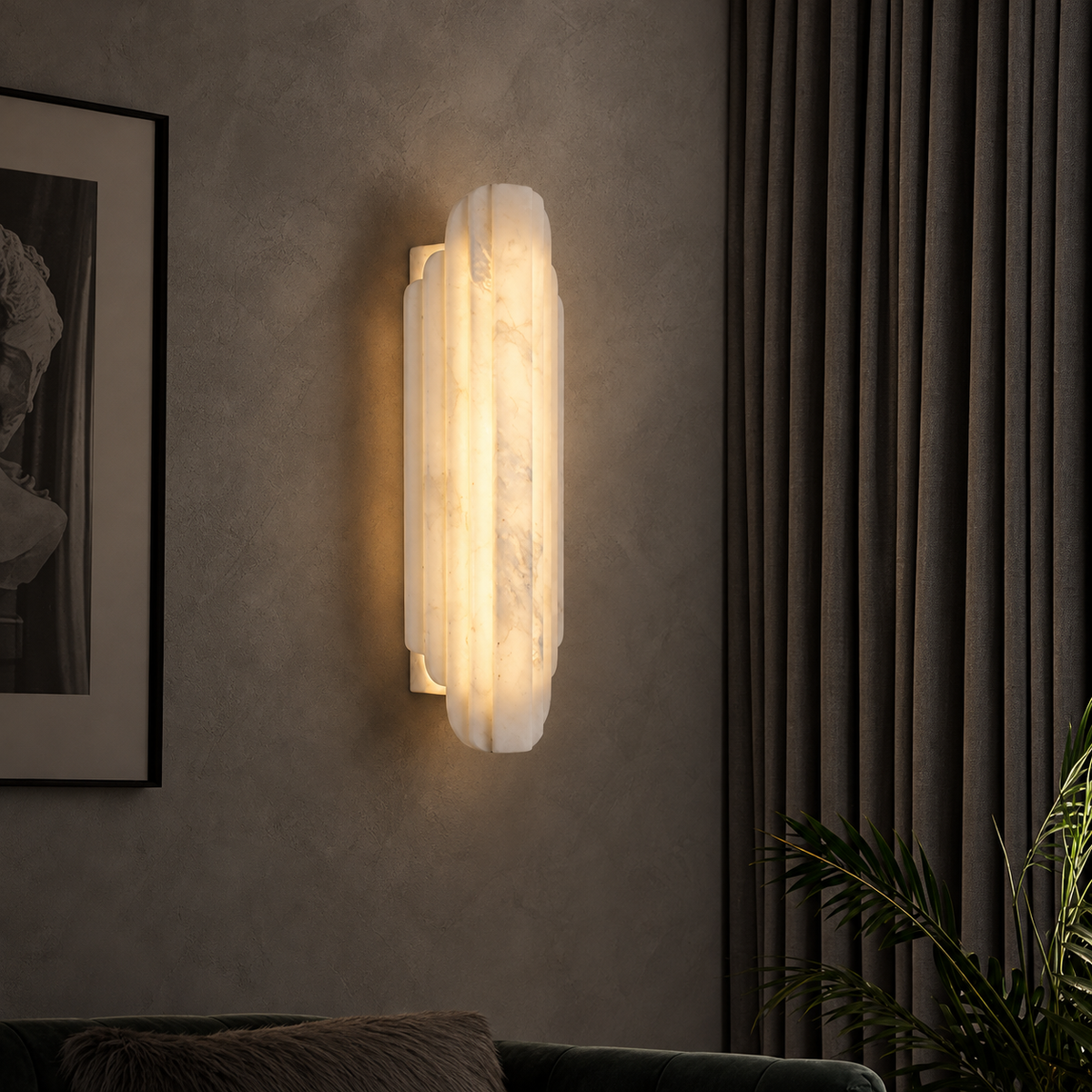 Arcelis  Living Room Wall Sconce  Spanish Alabaster Art Deco