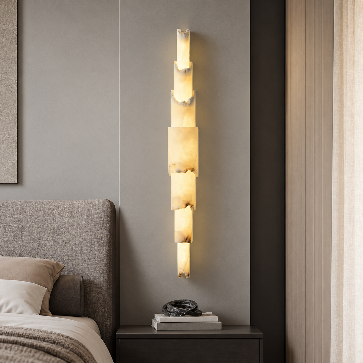 Stravelle  Bedroom Wall Sconce  Layered Alabaster Organic Modern