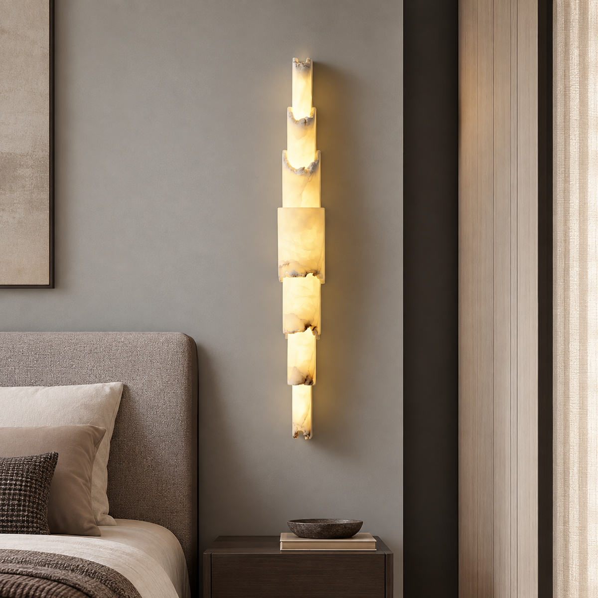 Stravelle  Bedroom Wall Sconce  Layered Alabaster Organic Modern