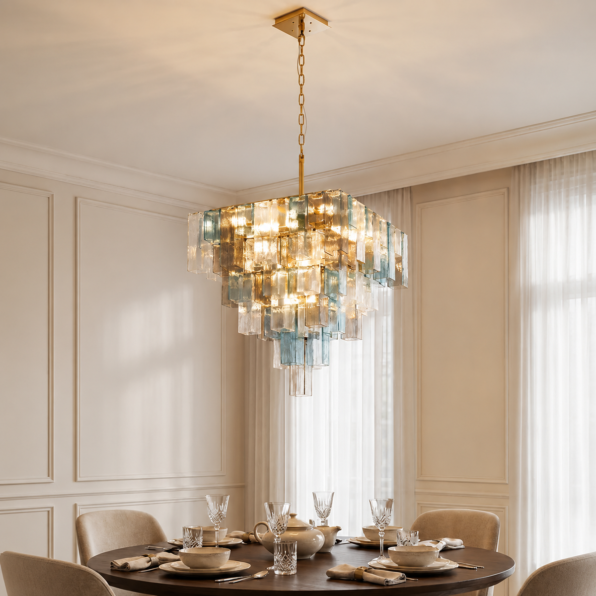 Chromatic Vault Chandelier  Artisan Murano Style