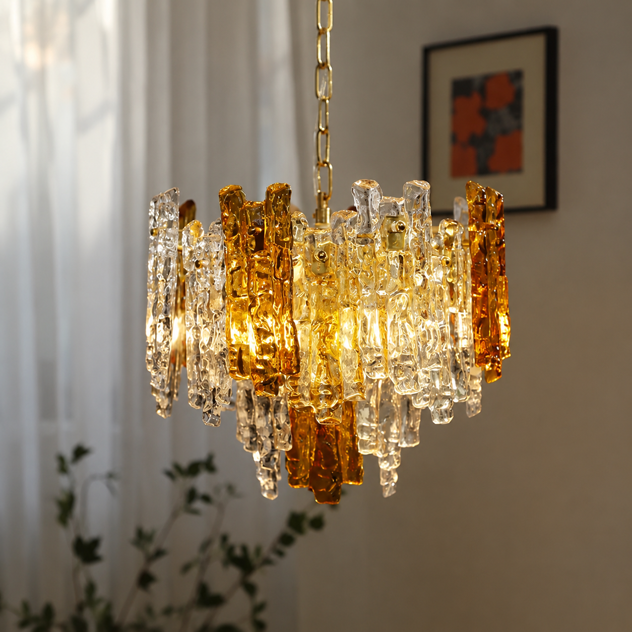 Glacier Ember Pendant Light Artisan Murano Style