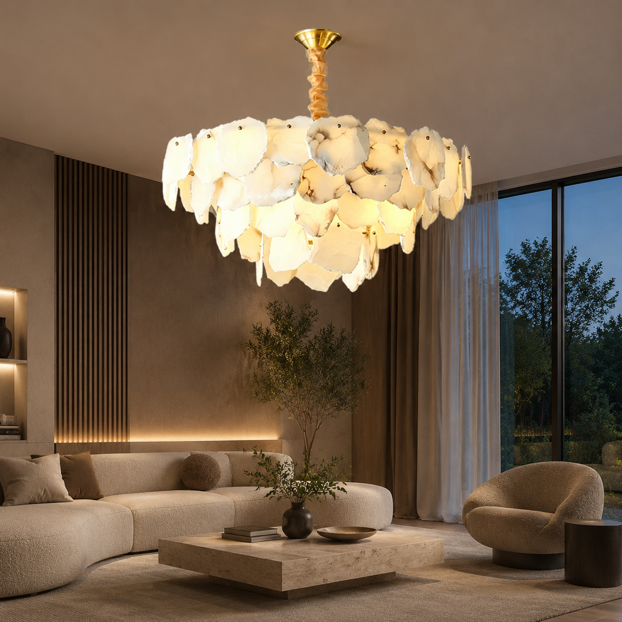 Celestara Living Room Chandelier Spanish Alabaster French Art Deco