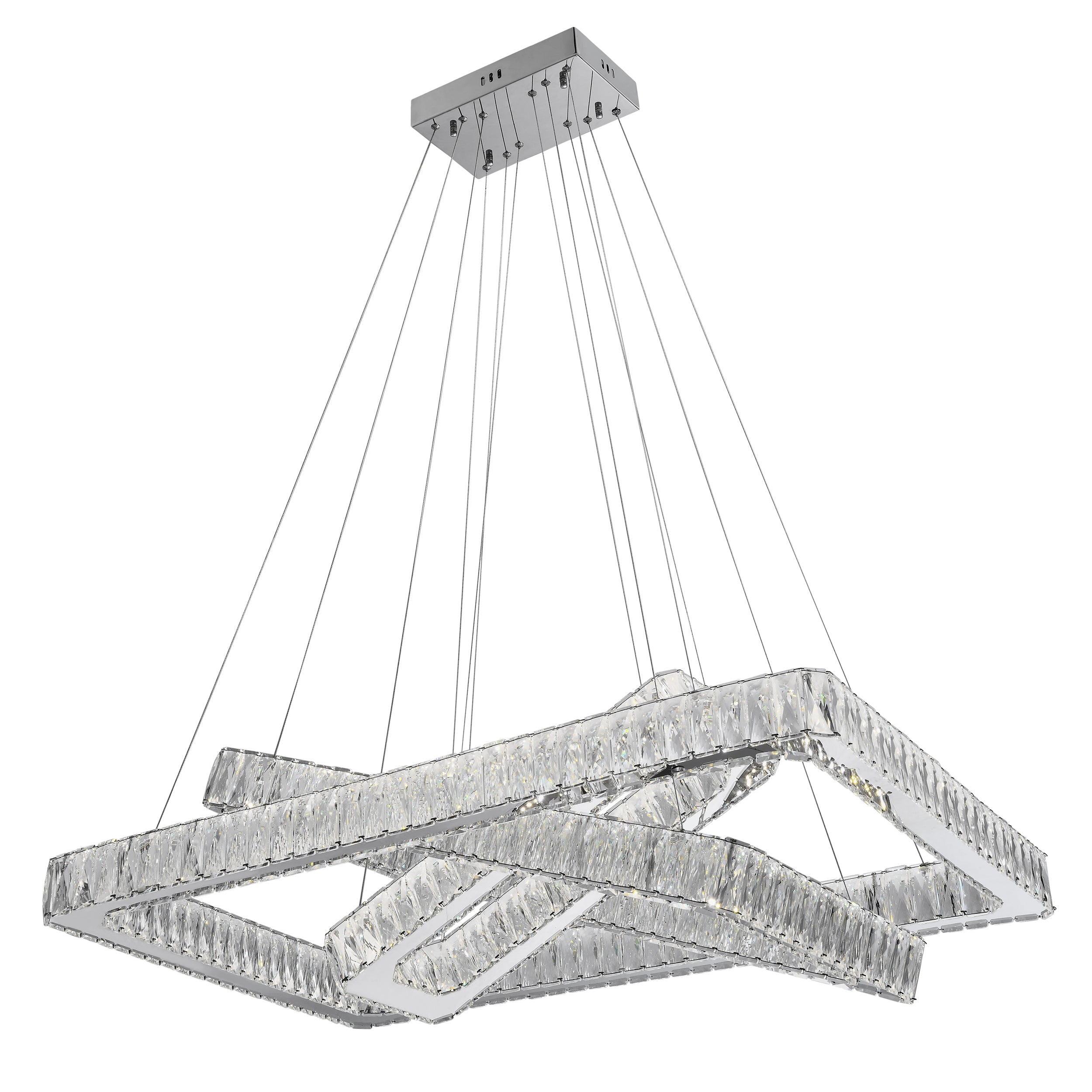 Crystal Elegance LED Chandelier //  3 Rectangles