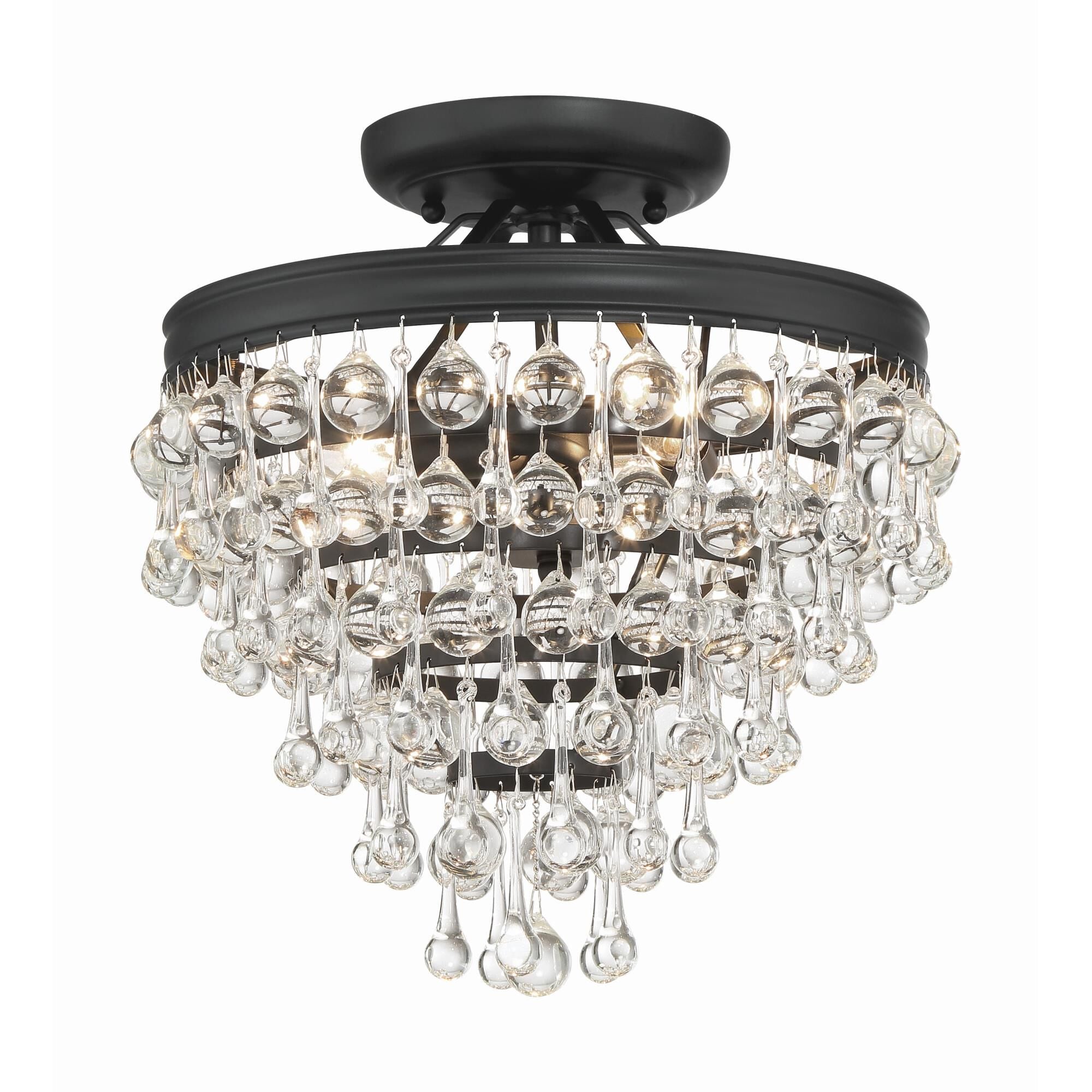 Calypso 13-Inch 3-Light Semi-Flush Mount - Elegant Crystal Lighting