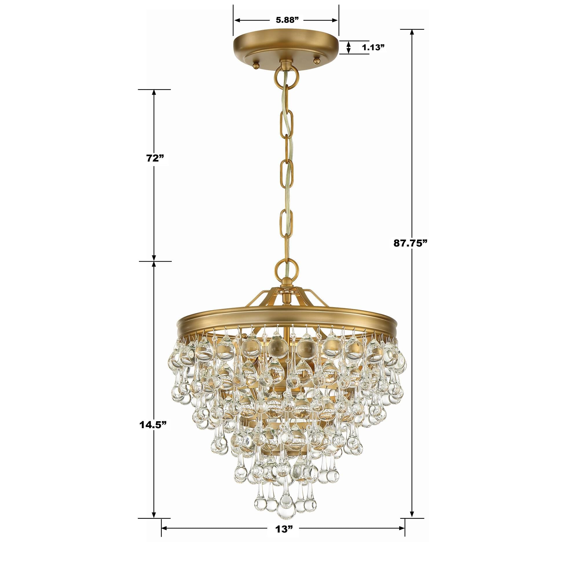 Calypso 13 Inch 3 Light Mini Chandelier by Crystorama