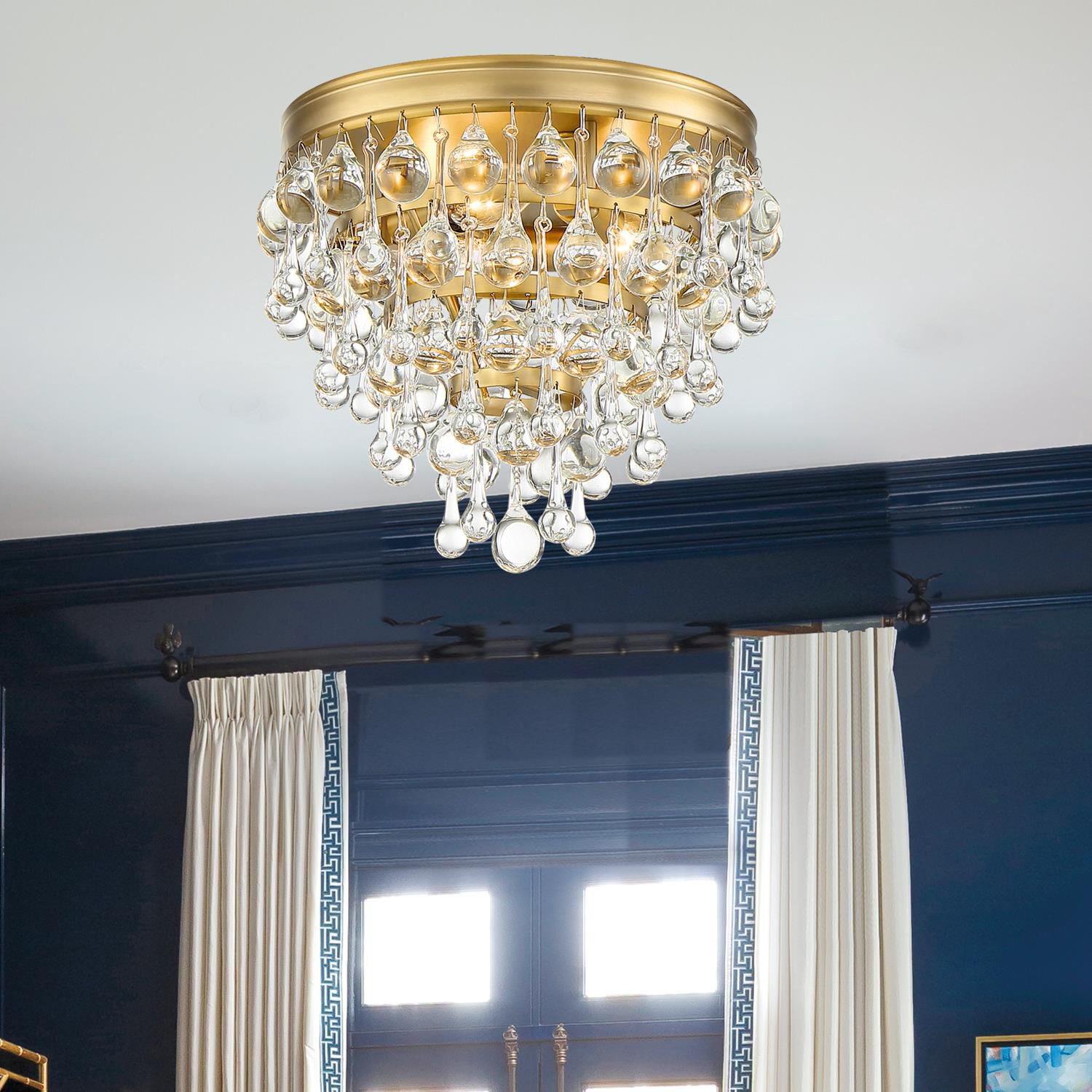 Calypso Vibrant Gold 3 Light Semi Flush Mount Ceiling Light