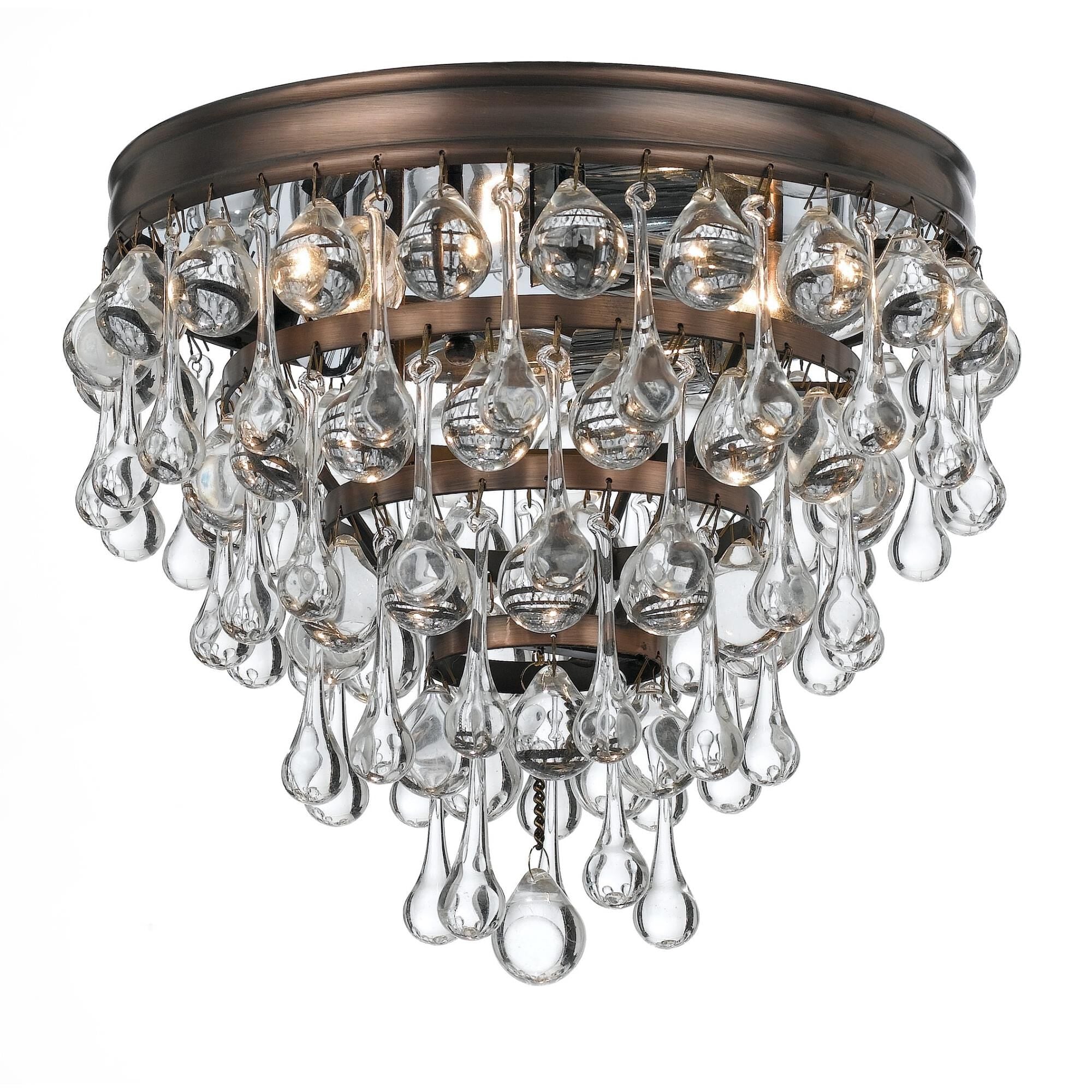 Calypso Vibrant Gold 3 Light Semi Flush Mount Ceiling Light