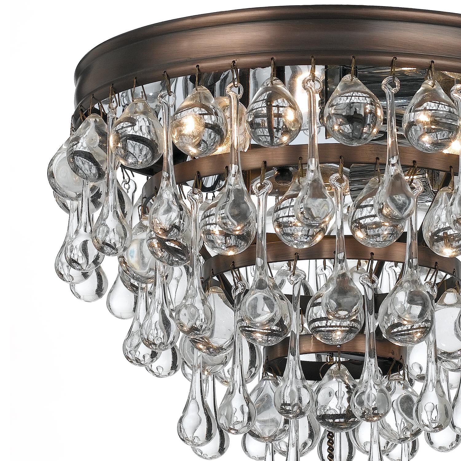 Calypso Vibrant Gold 3 Light Semi Flush Mount Ceiling Light