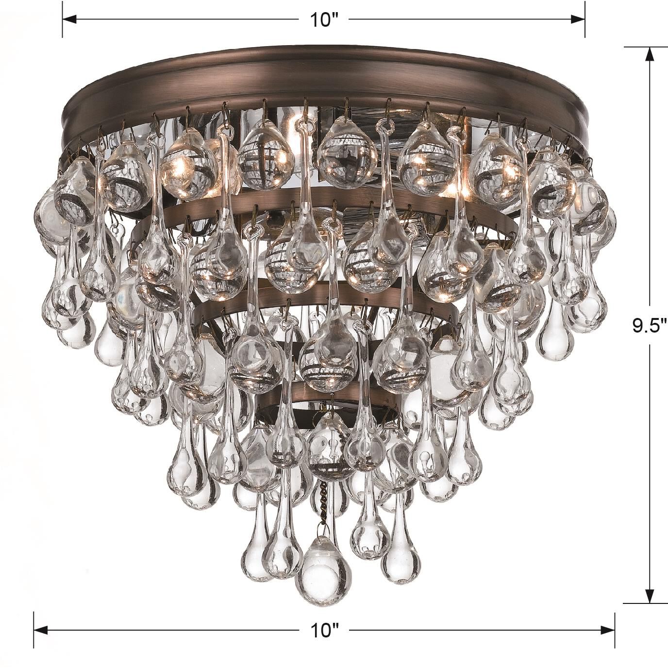 Calypso Vibrant Gold 3 Light Semi Flush Mount Ceiling Light