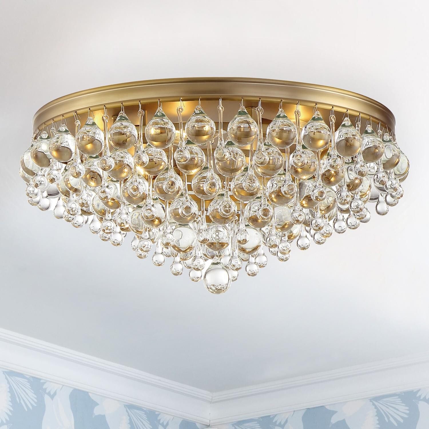 Calypso 20 Inch 6-Light Polished Chrome Clear Crystal Flush Mount