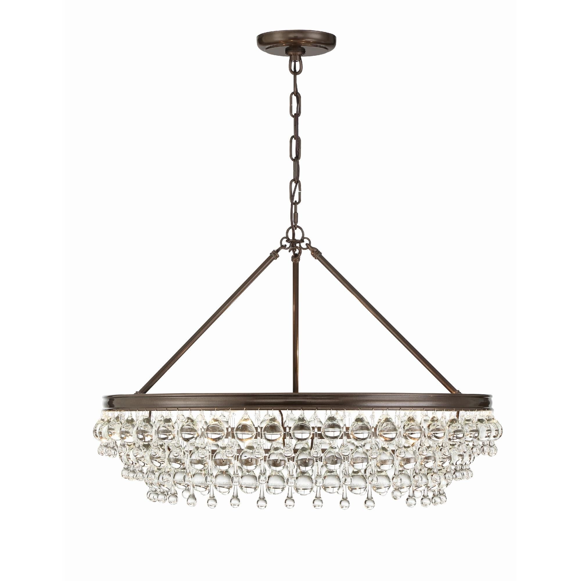 Calypso 30 Inch 6 Light Chrome Chandelier with Glass Crystals