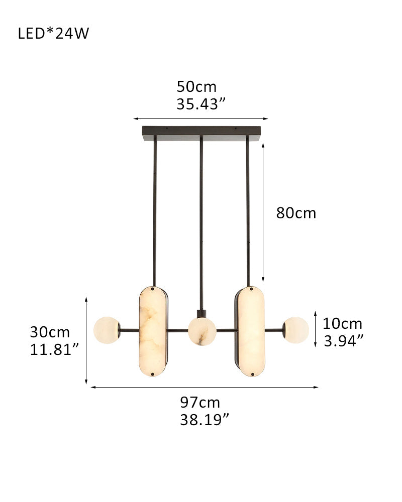 8-Light LED Linear Pendant Lighting in White Alabaster