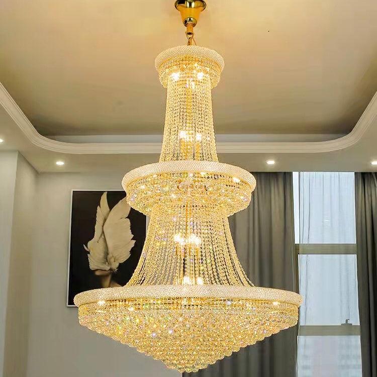 Luxury Crystal Chandelier for Grand Villa Hall and Duplex Staircase Lighting