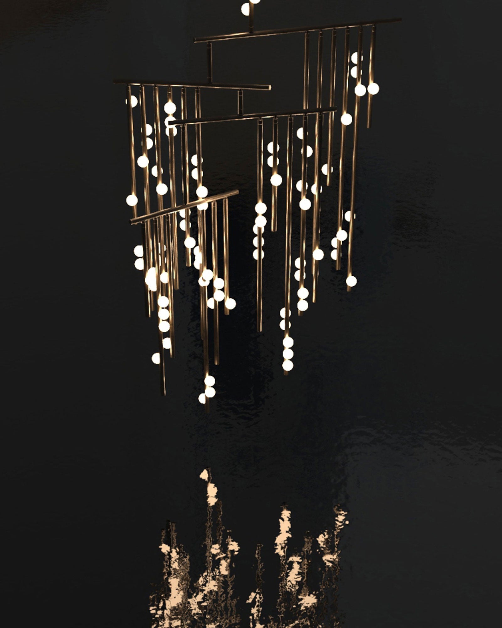 Brass Glass Drop Chandelier