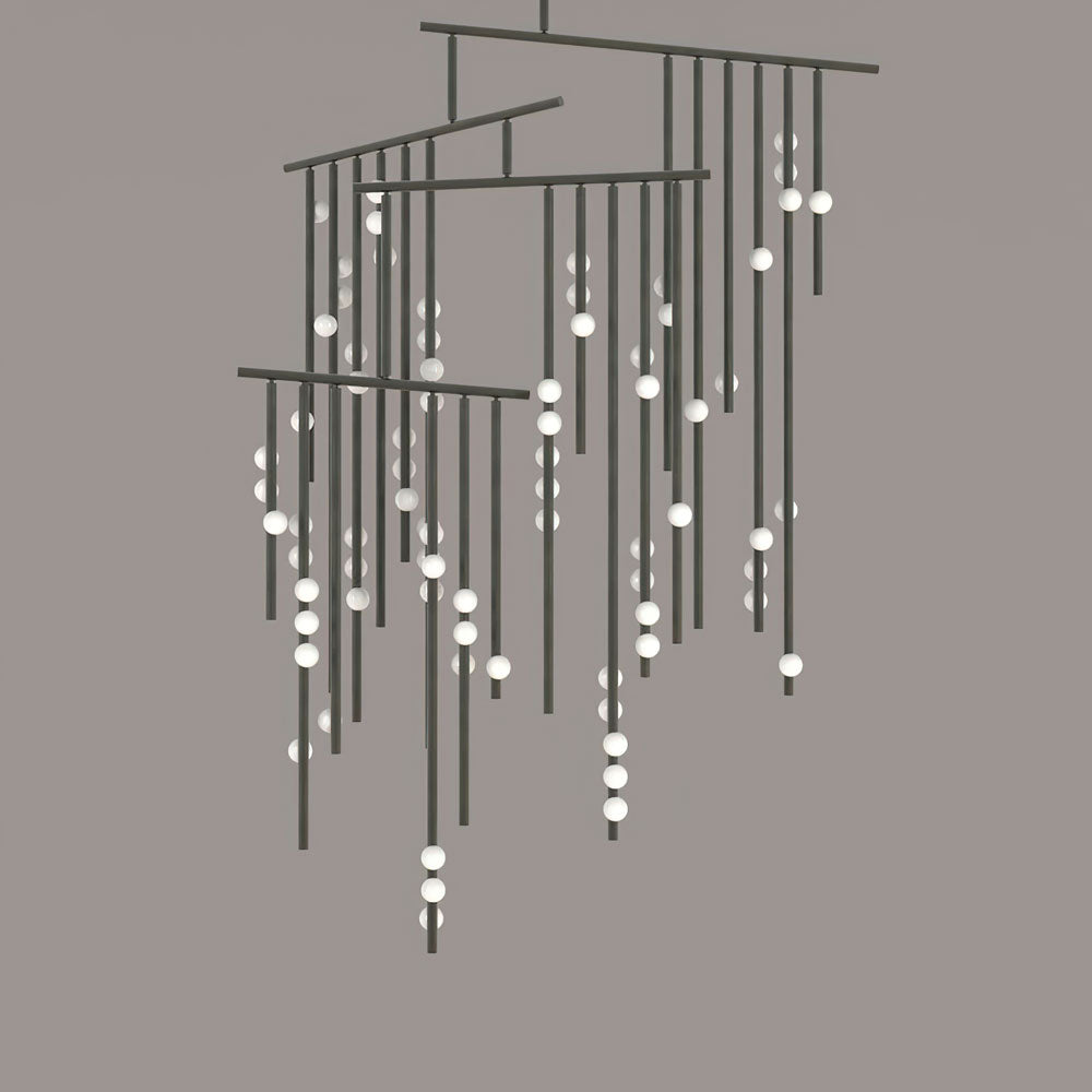 Brass Glass Drop Chandelier