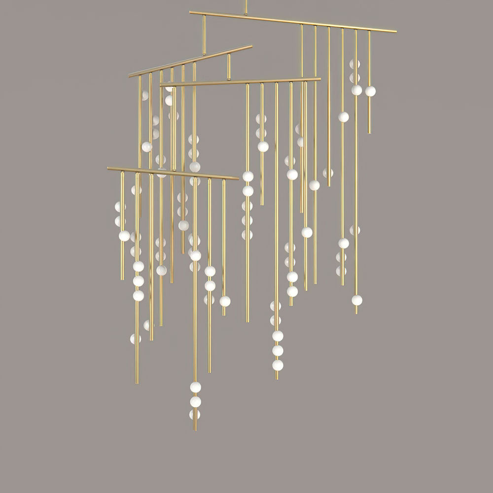 Brass Glass Drop Chandelier