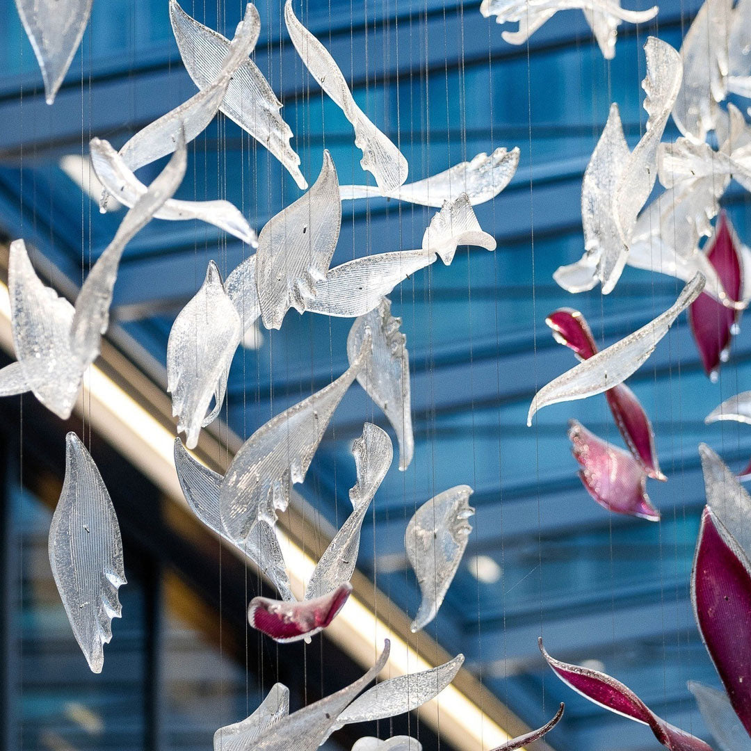 Flying Glass Feather Chandelier