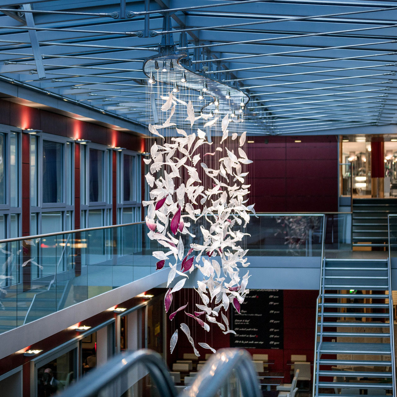 Flying Glass Feather Chandelier