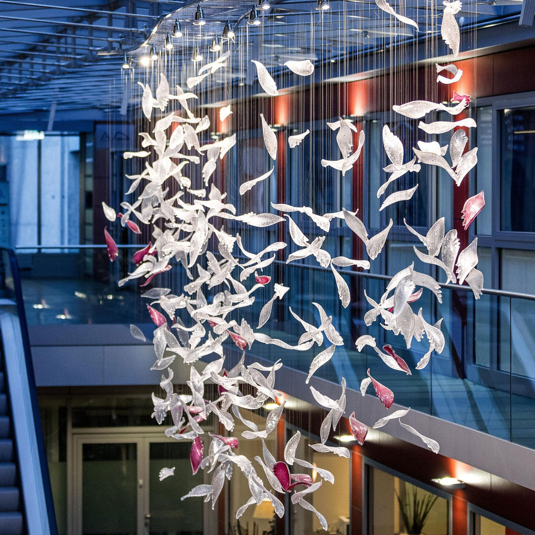 Flying Glass Feather Chandelier