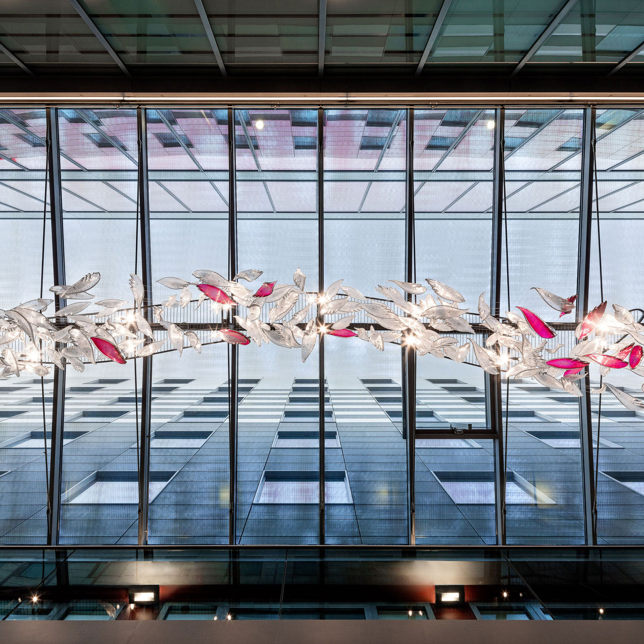 Flying Glass Feather Chandelier