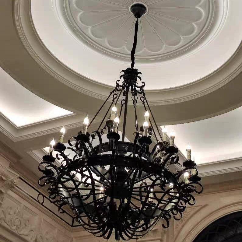 Vintage Iron Simple Candle Art Chandelier for Living Room / Villa / Stairs