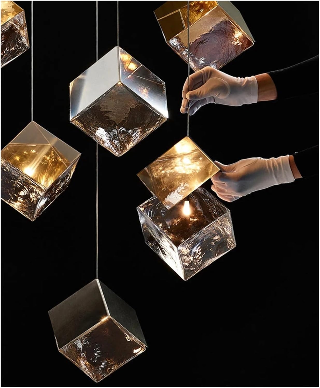 Modern G4 Led 26 Light Chandelier Glass Ice Cube Light Kitchen Living Room Ceiling Lighting Room