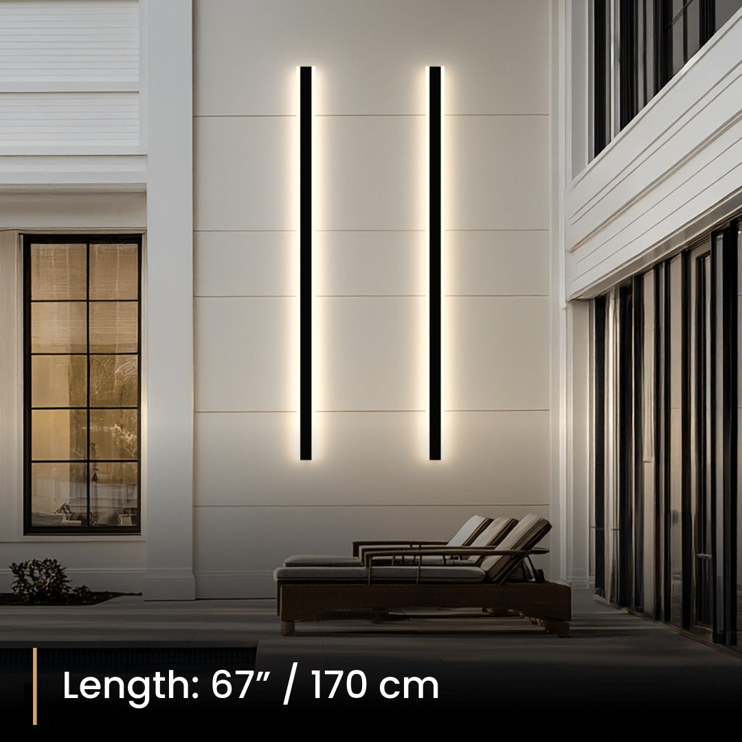 Haylen 59-Inch Modern Black Outdoor LED Wall Light, 3-Color Remote Dimming