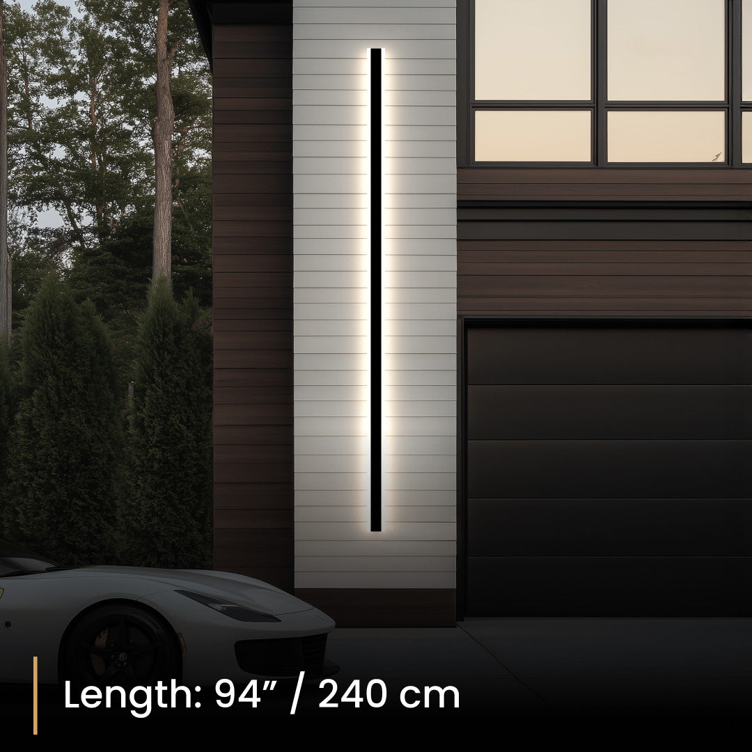 Haylen 59-Inch Modern Black Outdoor LED Wall Light, 3-Color Remote Dimming