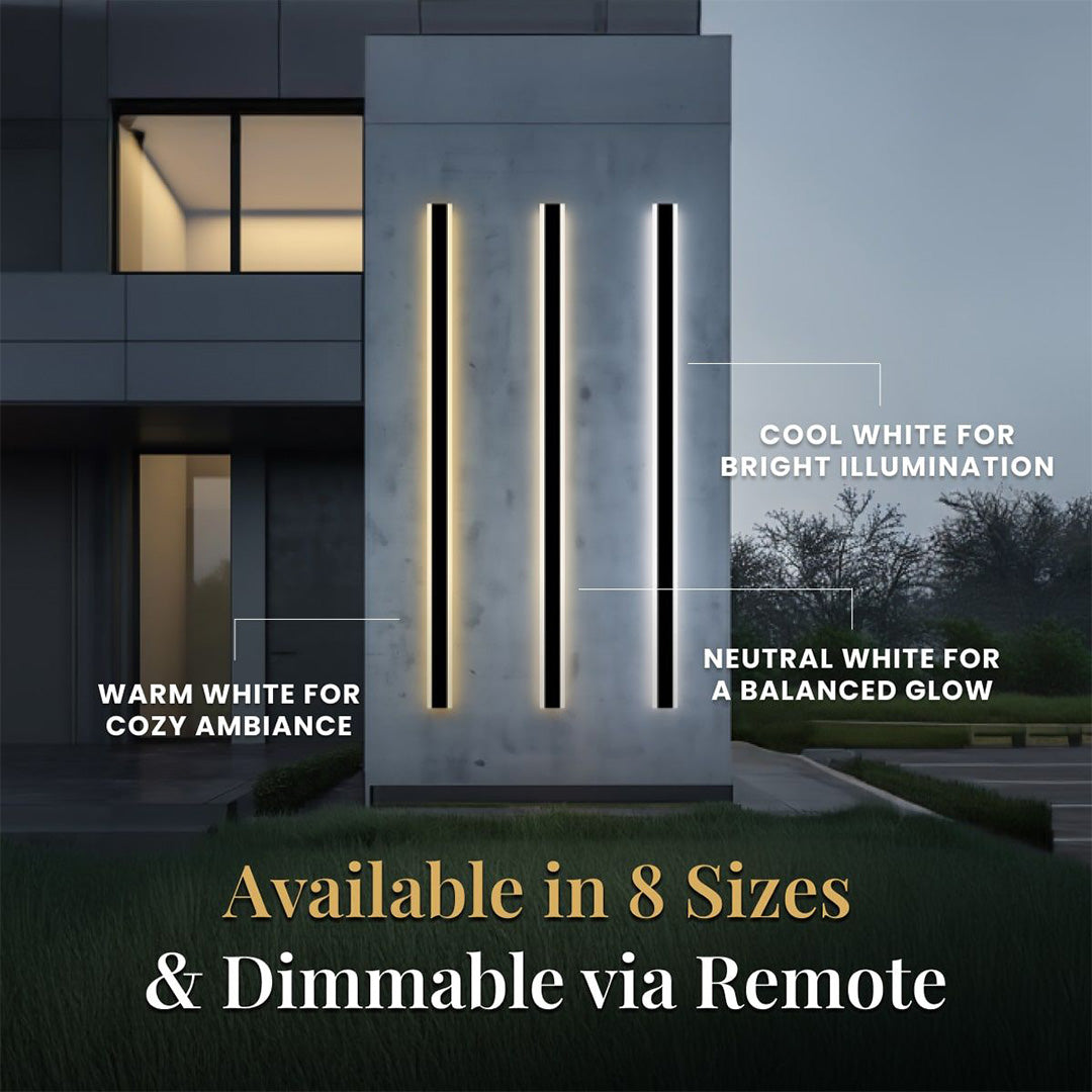 Haylen 59-Inch Modern Black Outdoor LED Wall Light, 3-Color Remote Dimming