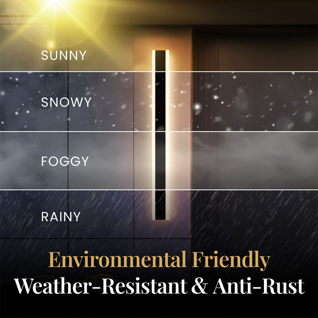 Haylen 59-Inch Modern Black Outdoor LED Wall Light, 3-Color Remote Dimming