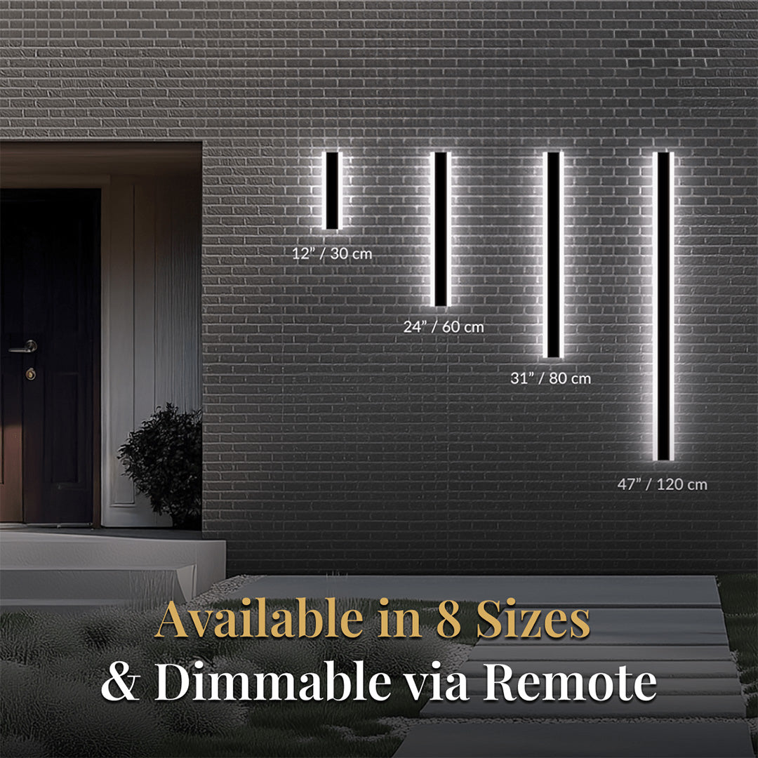 Haylen 59-Inch Modern Black Outdoor LED Wall Light, 3-Color Remote Dimming