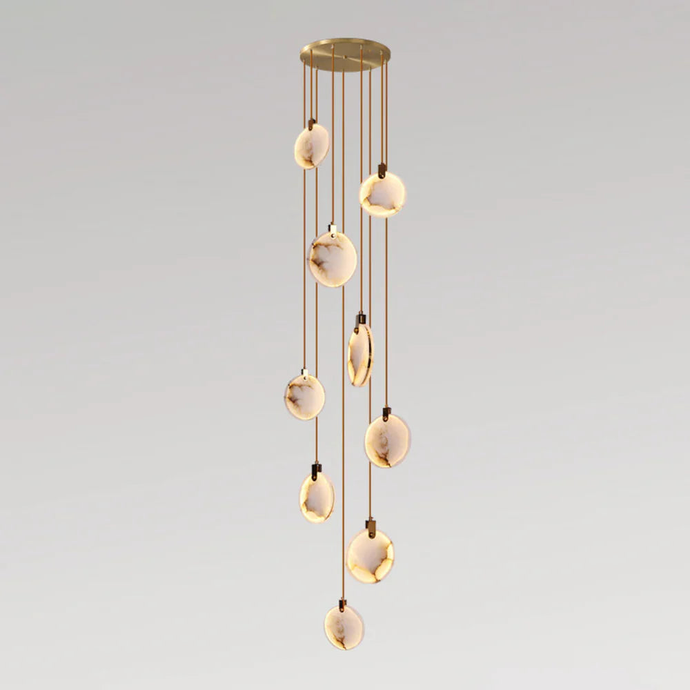 Moonshade Natural Marble Pendant Light with Adjustable Height