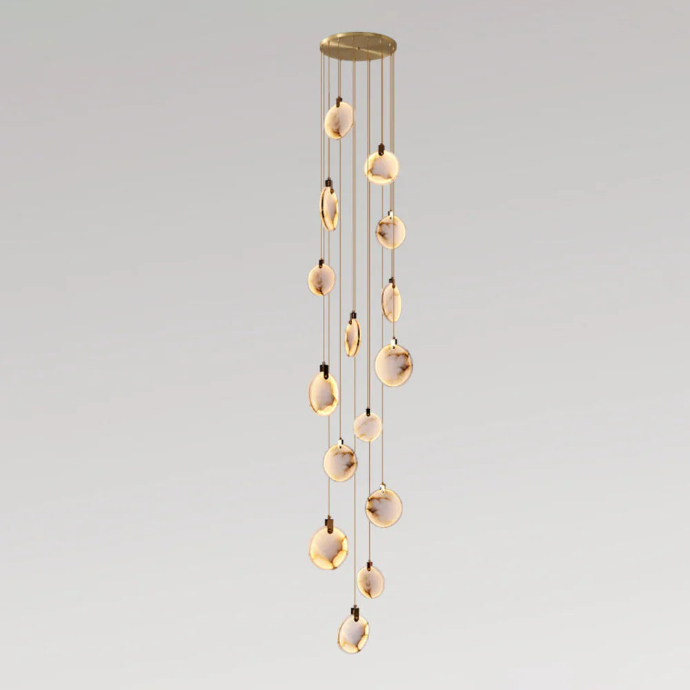 Moonshade Natural Marble Pendant Light with Adjustable Height