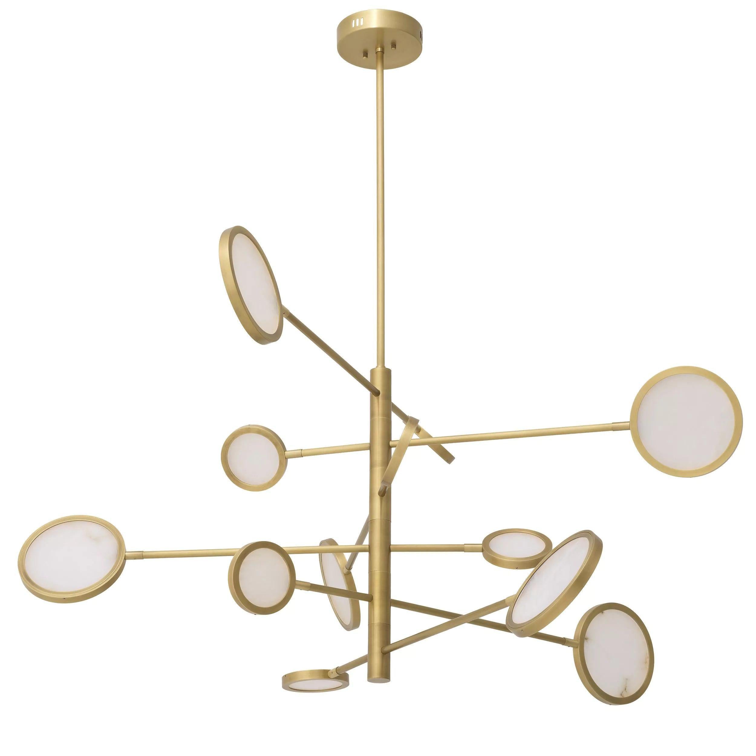Domani Modern Brass Chandelier with Alabaster LED Shades