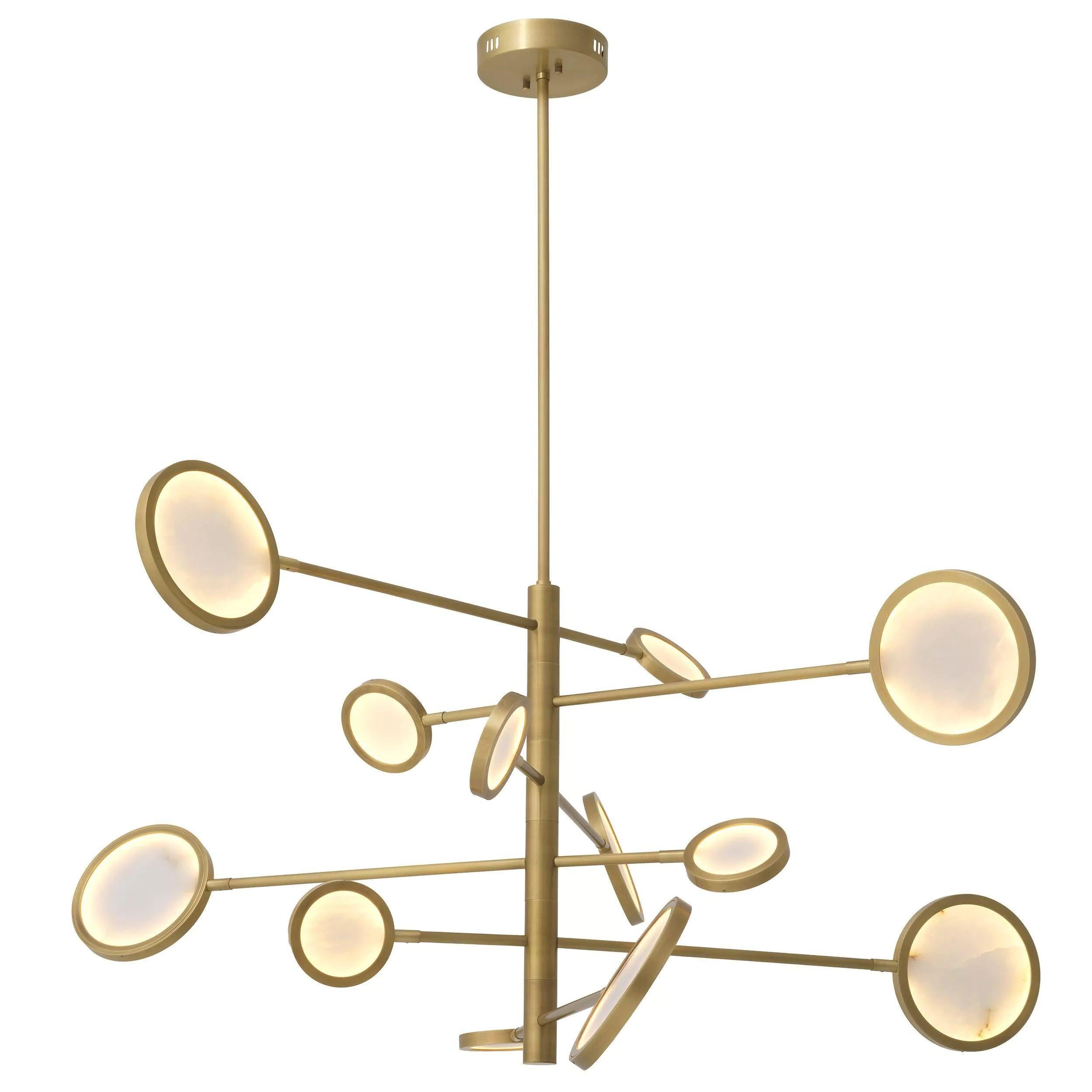 Domani Modern Brass Chandelier with Alabaster LED Shades