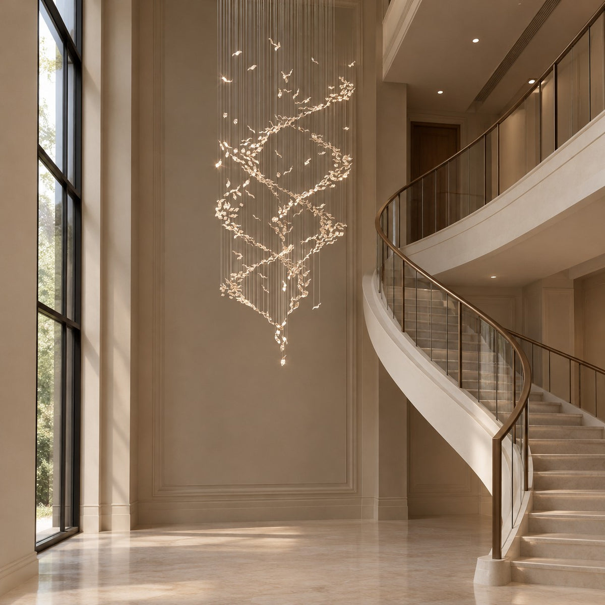 Extra Large Luxury Art Double Spiral Creative Crystal Chandelier For High-ceiling Foyer/Hallway/Entryway