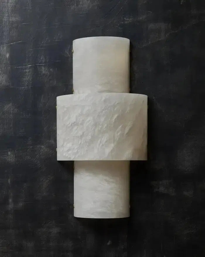 Elegant Half Cylinder Alabaster Wall Sconce with Brass Finish