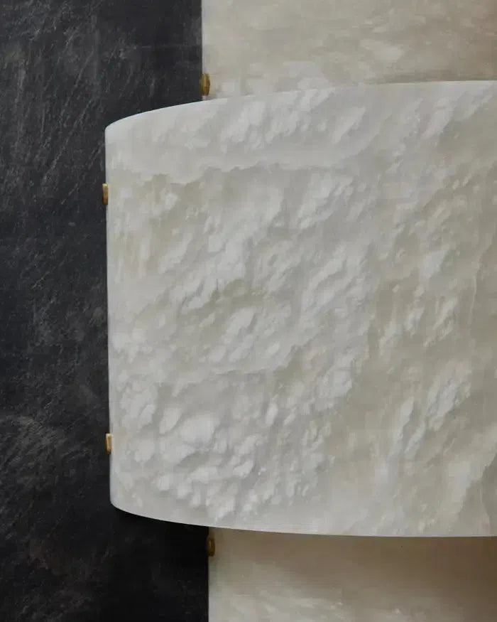 Elegant Half Cylinder Alabaster Wall Sconce with Brass Finish