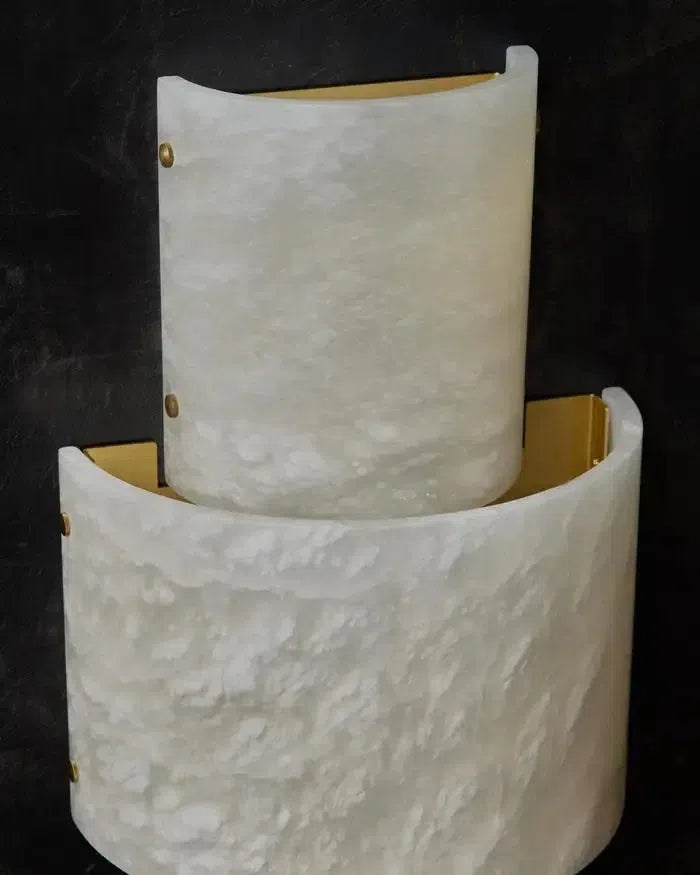 Elegant Half Cylinder Alabaster Wall Sconce with Brass Finish