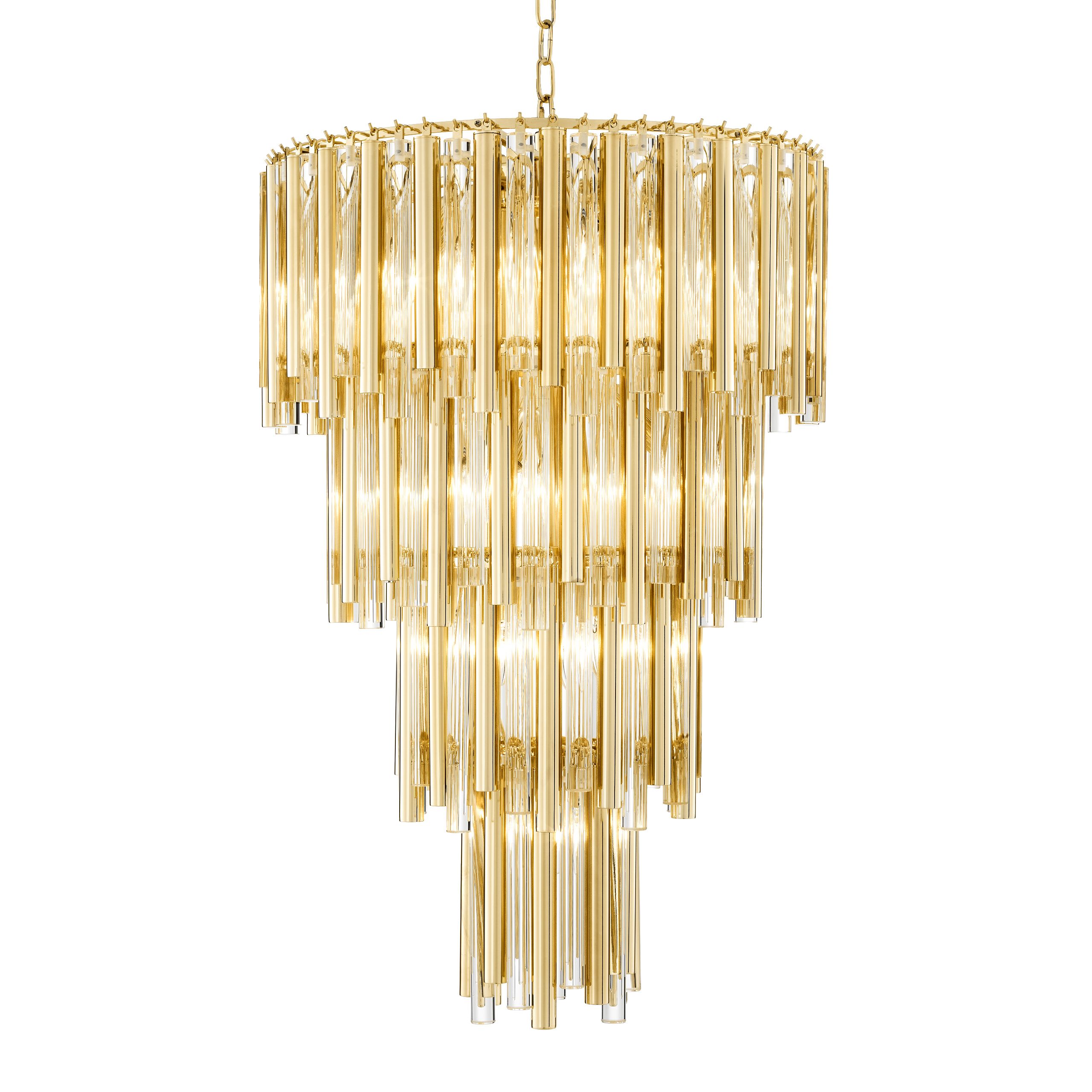 Gigi Modern Glass Chandelier S/L - Gold/Nickel