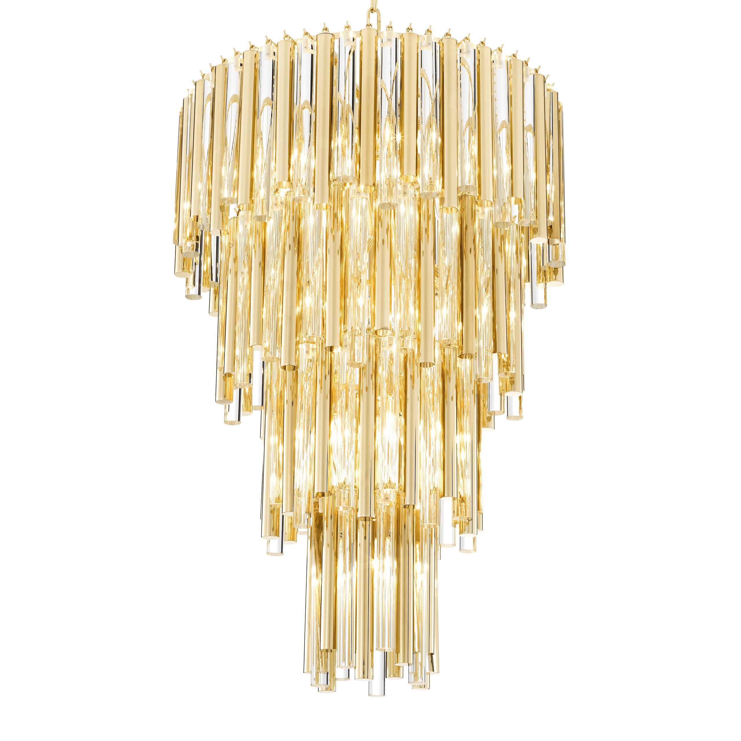 Gigi Modern Glass Chandelier S/L - Gold/Nickel